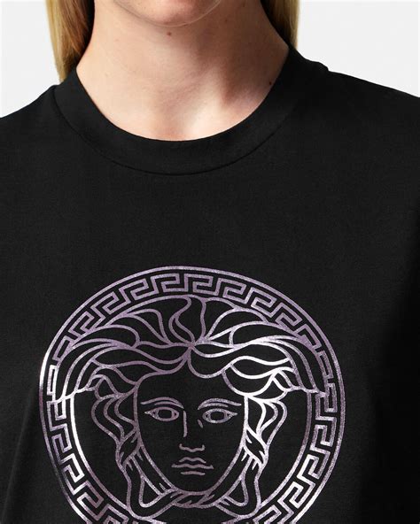 versace pink logo t shirt|Versace medusa t shirt.